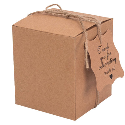 Cutie mică cu fereastră ondulată și sfoară – kraft (set 50 buc) – 10×8.5×8.5cm - CraftUp