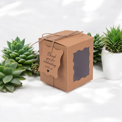 Cutie mică cu fereastră ondulată și sfoară – kraft (set 50 buc) – 10×8.5×8.5cm - CraftUp