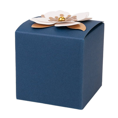 Cutie mică cu floare 3D și mesaj - albastru - alb (set 10 buc) - CraftUp