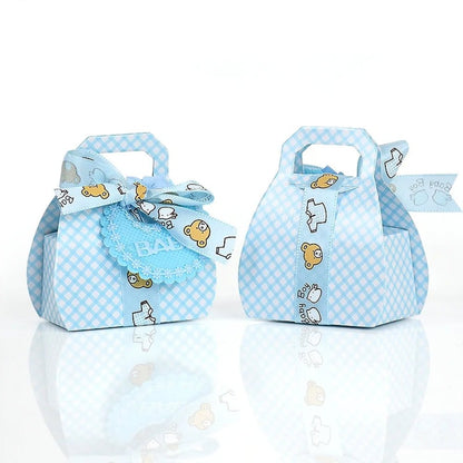 Cutie mică din hârtie cu etichetă și panglică mesaj Baby - bleu (set 50 buc) - CraftUp