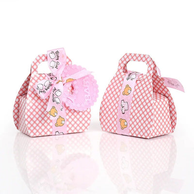 Cutie mică din hârtie cu etichetă și panglică mesaj Baby - roz (set 50 buc) - CraftUp