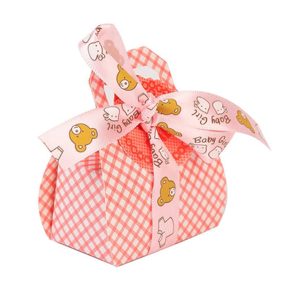 Cutie mică din hârtie cu etichetă și panglică mesaj Baby - roz (set 50 buc) - CraftUp