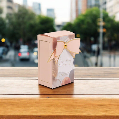 Cutie mică dreptunghiulară Specially for you cu fundă - roz (set 50 buc) - 6.5x4.5x10.5cm - CraftUp