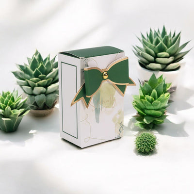 Cutie mică dreptunghiulară Specially for you cu fundă - verde (set 50 buc) - 6.5x4.5x10.5cm - CraftUp