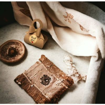 Cutie mică în formă de gentuță cu sticker Thank You - kraft (set 50 buc) 6.5x13x3.5cm - CraftUp