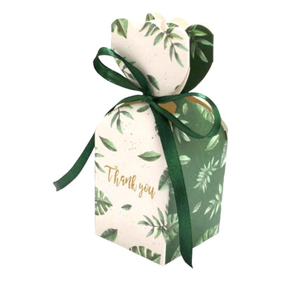 Cutie mică în formă de vază cu fundă satinată - verde (set 50 buc) 5x5x6.5cm - CraftUp