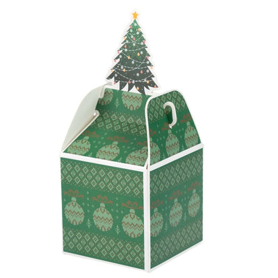 Cutie mică pătrată Crăciun cu fereastră - model brad verde (set 50 buc) - CraftUp