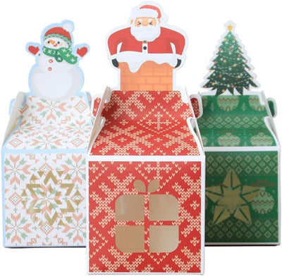 Cutie mică pătrată Crăciun cu fereastră - model brad verde (set 50 buc) - CraftUp