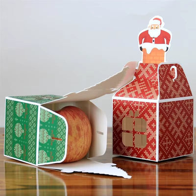 Cutie mică pătrată Crăciun cu fereastră - model Moș Crăciun roșu (set 50 buc) - CraftUp