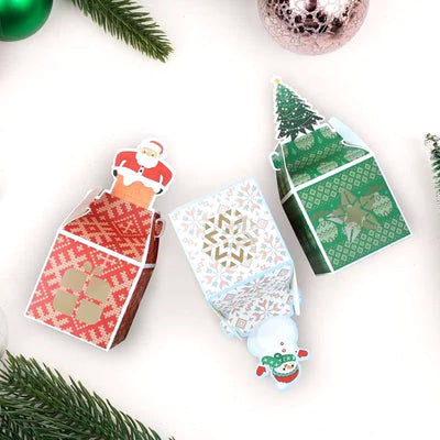 Cutie mică pătrată Crăciun cu fereastră - model Moș Crăciun roșu (set 50 buc) - CraftUp