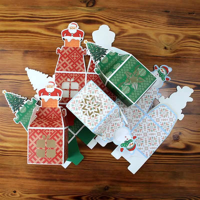 Cutie mică pătrată Crăciun cu fereastră - model om de zapadă alb (set 50 buc) - CraftUp