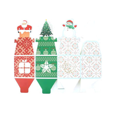 Cutie mică pătrată Crăciun cu fereastră - model om de zapadă alb (set 50 buc) - CraftUp