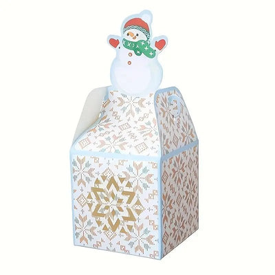 Cutie mică pătrată Crăciun cu fereastră - model om de zapadă alb (set 50 buc) - CraftUp