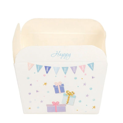 Cutie mică pătrată deschisă cu design - model 2 Happy Birthday (set 100 buc) - CraftUp