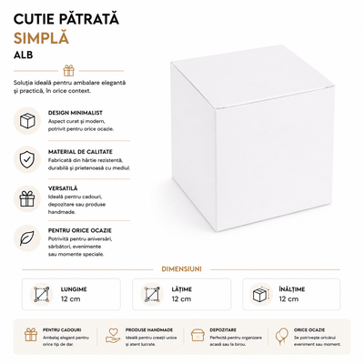 Cutie mică pătrată simplă - alb (set 10 buc) - CraftUp