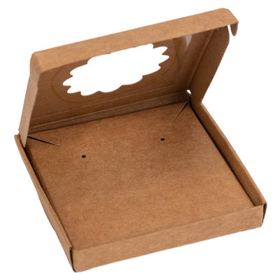 Cutie mică pentru bijuterii cu fereastră ondulată – kraft (set 50 buc) 6x6x1cm - CraftUp