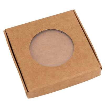 Cutie mică pentru bijuterii cu fereastră rotundă – kraft (set 50 buc) 6x6x1cm - CraftUp