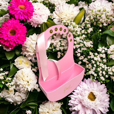 Cutie ovală deschisă cu mâner și panglică - roz - CraftUp