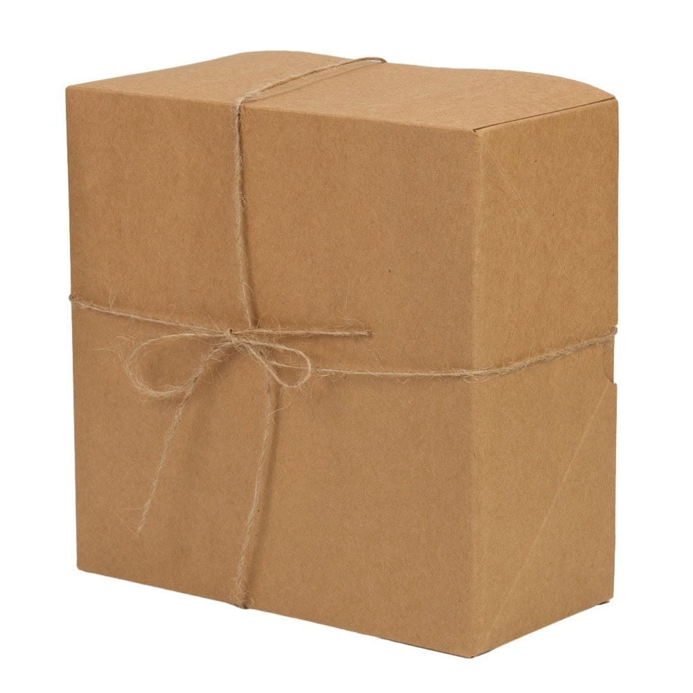 Cutie pătrată cu capac și sfoară - kraft (set 10 buc) - CraftUp