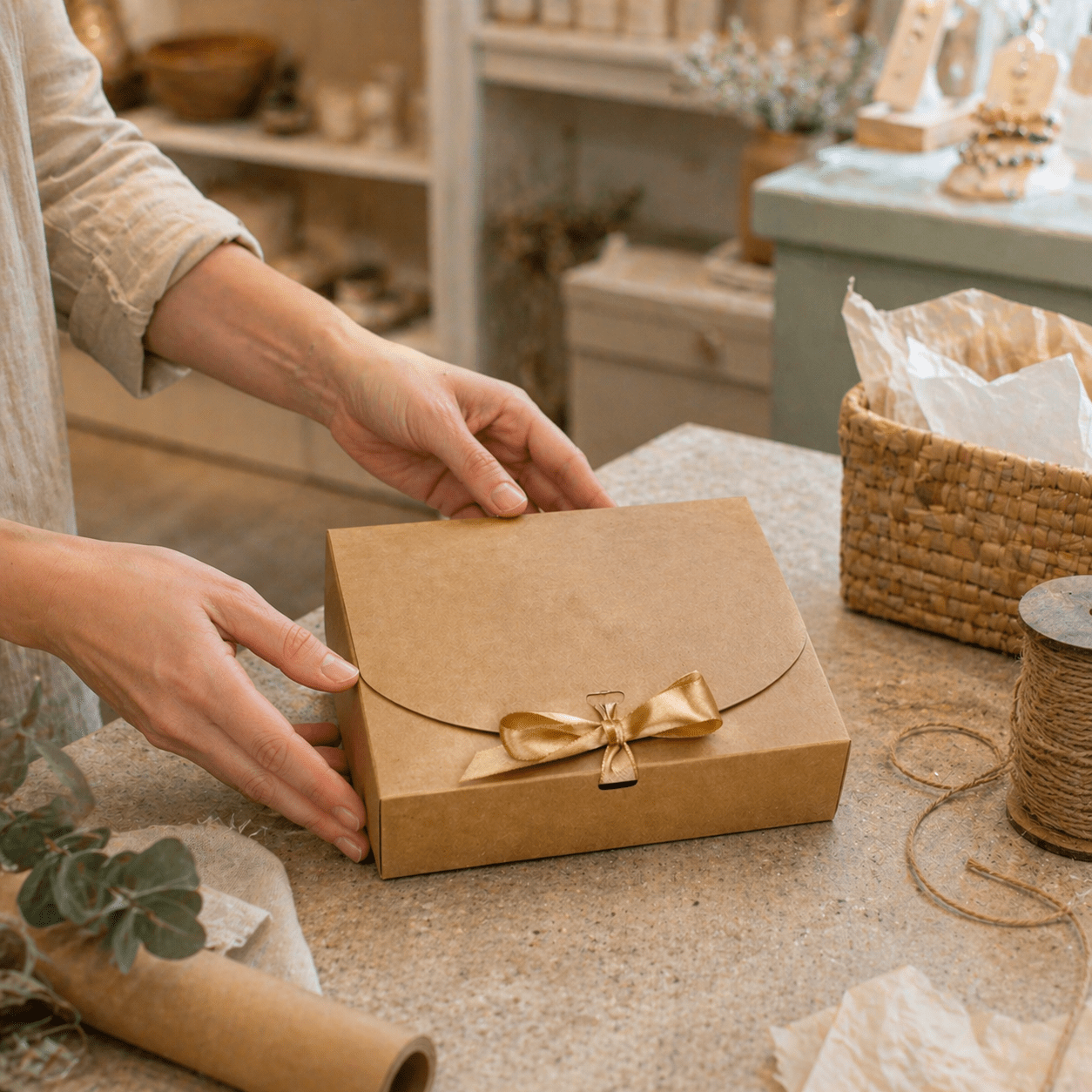Cutie pătrată cu fundă satinată (set 12 buc) - CraftUp