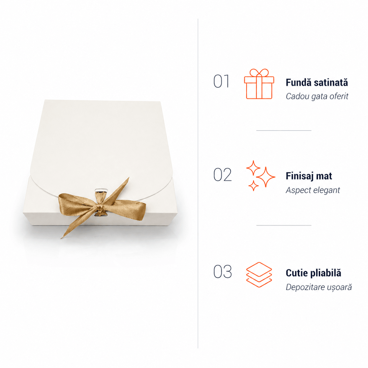 Cutie pătrată cu fundă satinată (set 12 buc) - CraftUp