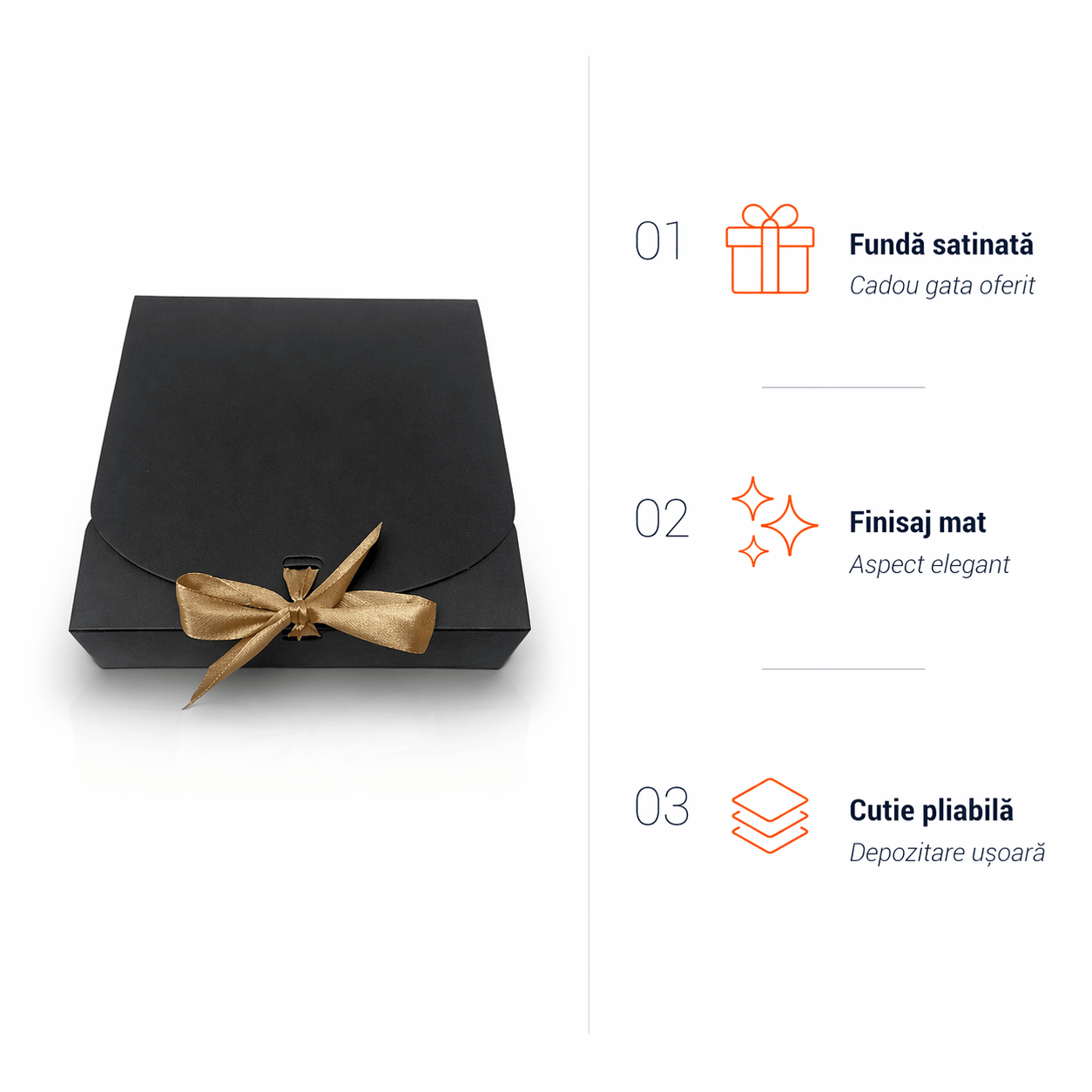 Cutie pătrată cu fundă satinată (set 12 buc) - CraftUp