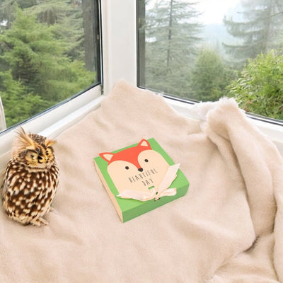 Cutie pătrată cu panglică satin pentru închidere model vulpe (set 25 buc) - CraftUp