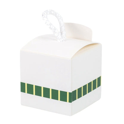 Cutie pătrată de Crăciun cu mâner de sfoară alb - alb (set 50 buc) - CraftUp
