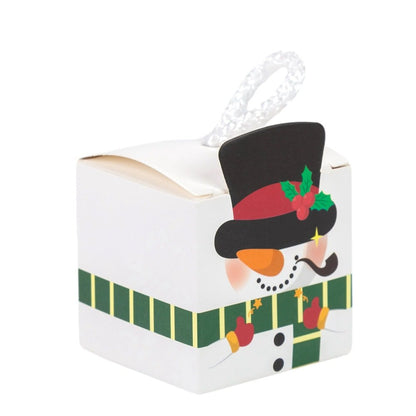 Cutie pătrată de Crăciun cu mâner de sfoară alb - alb (set 50 buc) - CraftUp