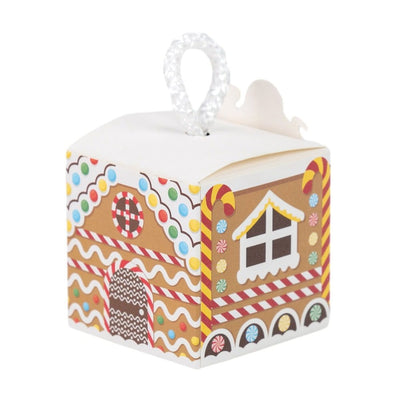 Cutie pătrată de Crăciun cu mâner de sfoară alb - maro (set 50 buc) - CraftUp