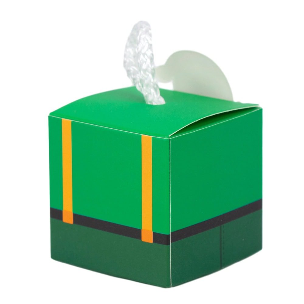 Cutie pătrată de Crăciun cu mâner de sfoară alb - verde (set 50 buc) - CraftUp