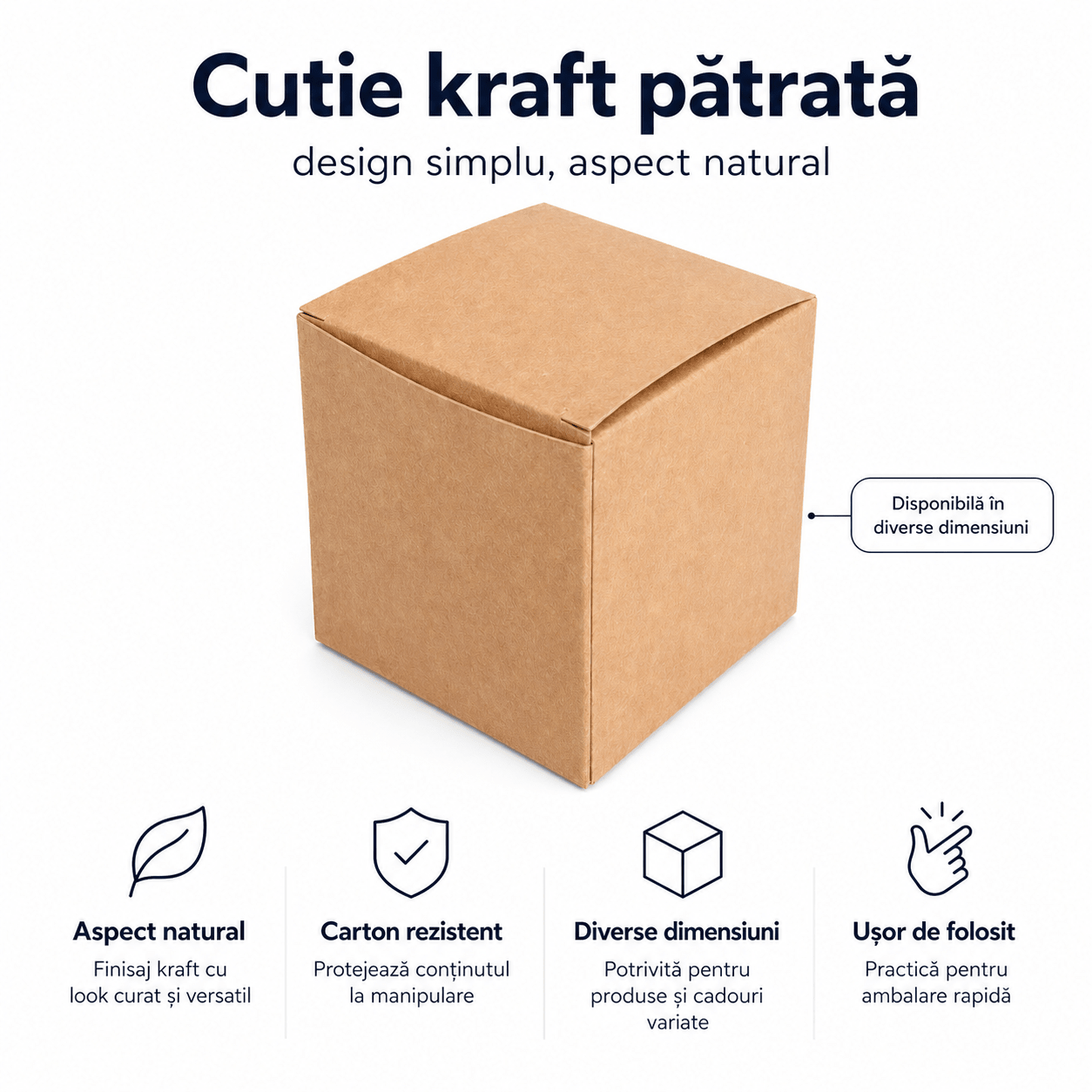 Cutie pătrată din carton kraft (set 50 buc) - CraftUp