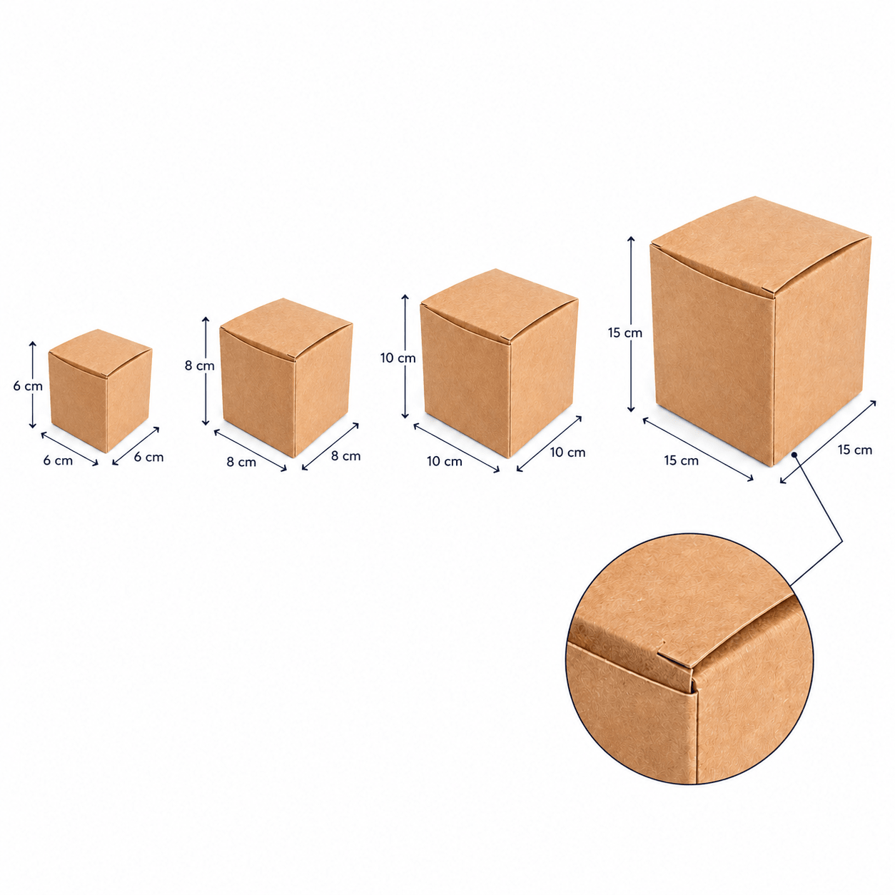 Cutie pătrată din carton kraft (set 50 buc) - CraftUp