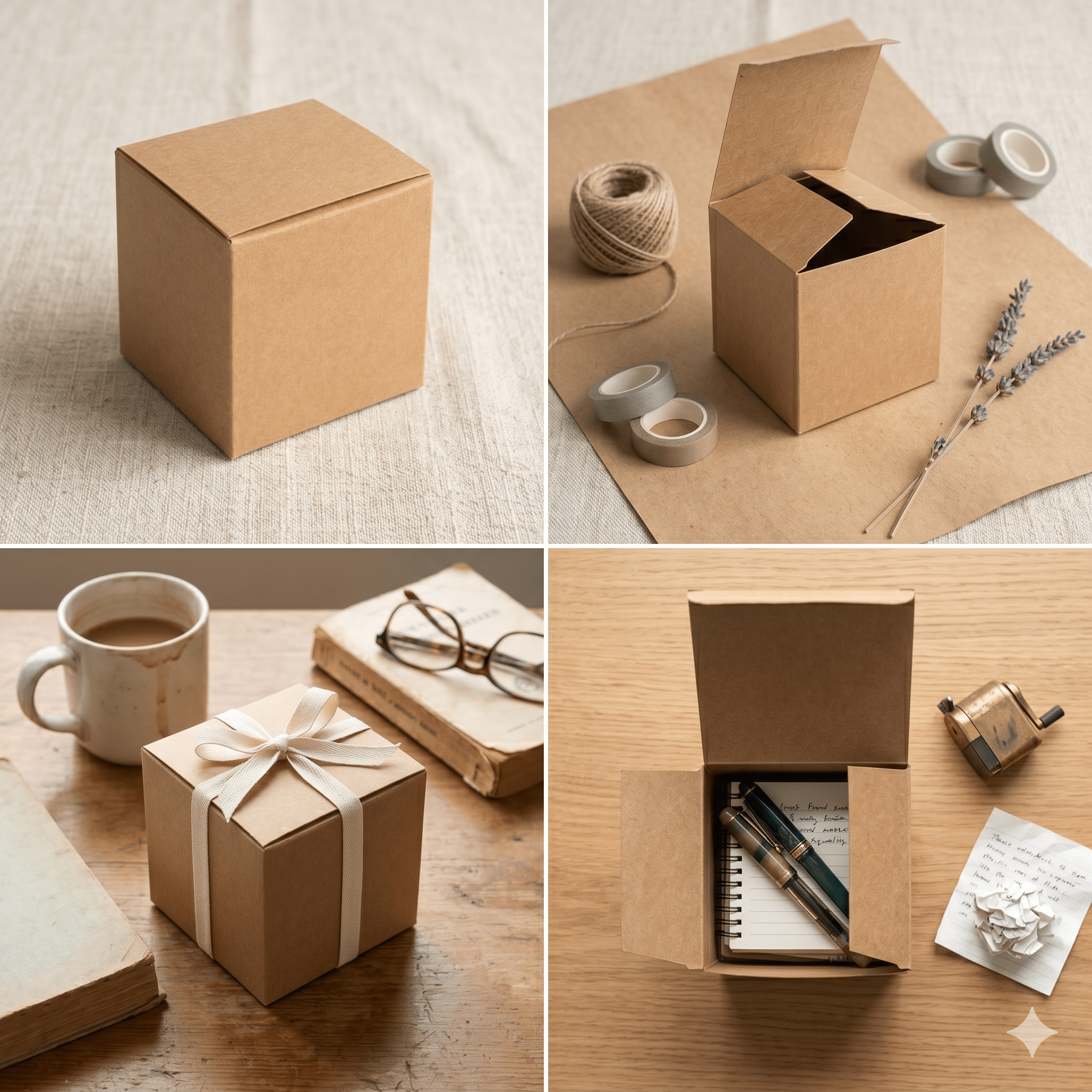 Cutie pătrată din carton kraft (set 50 buc) - CraftUp
