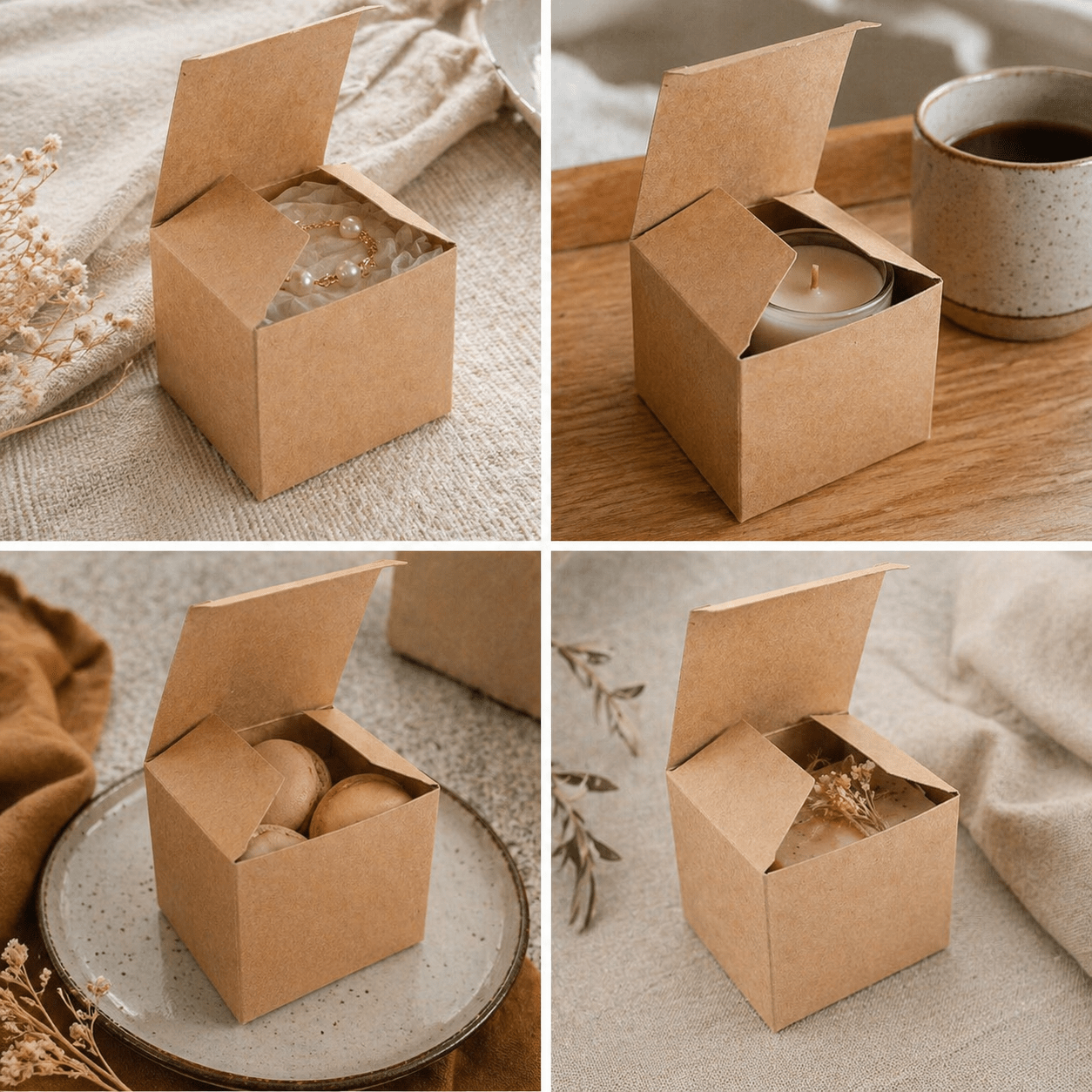 Cutie pătrată din carton kraft (set 50 buc) - CraftUp