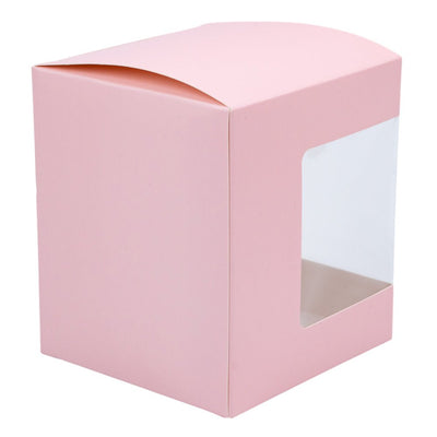 Cutie pătrată din hârtie cu fereastră pe o parte - roz (set 50 buc) 11x10.5x12.4cm - CraftUp