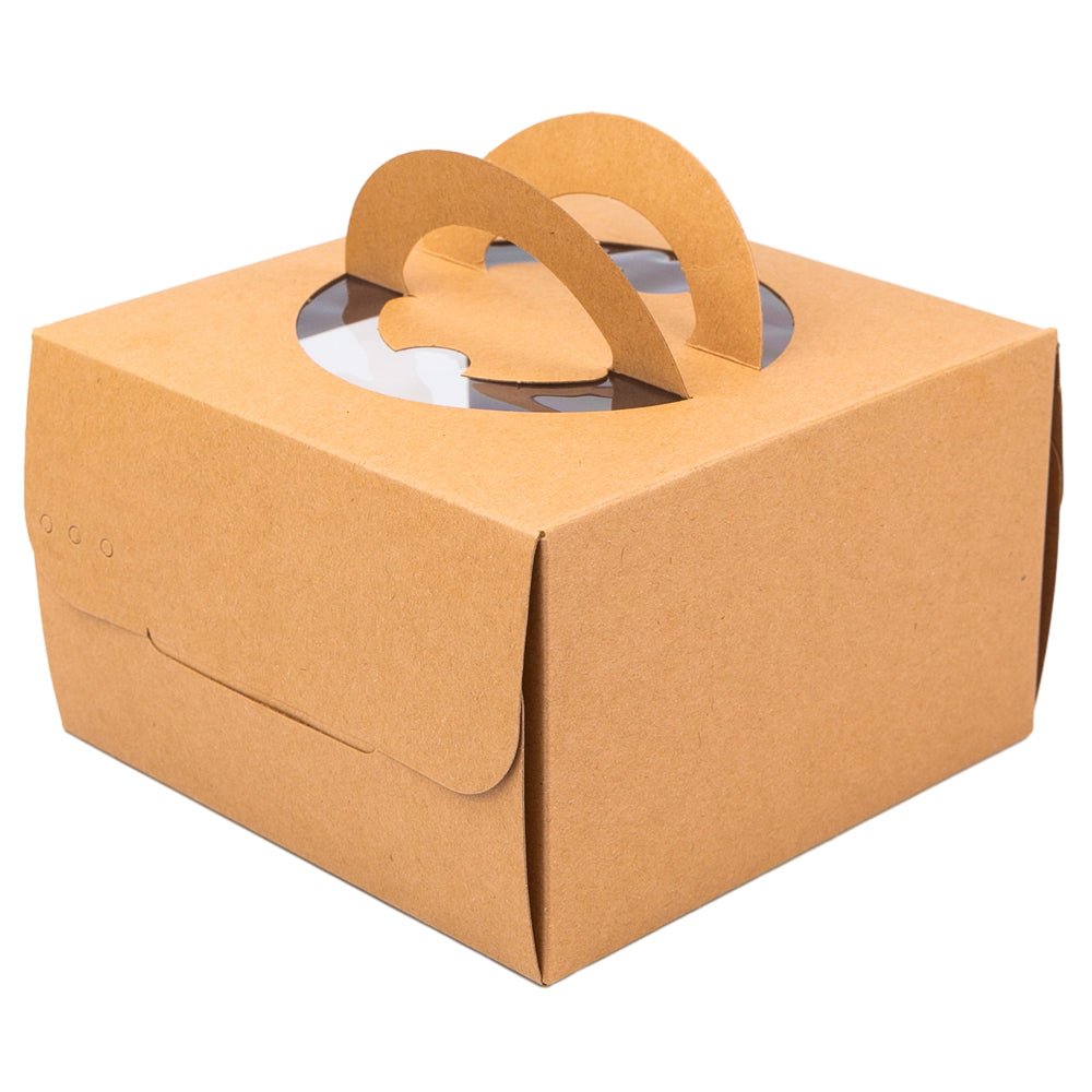 Cutie pătrată kraft cu fereastră și mâner decorativ (set 10 buc) - CraftUp