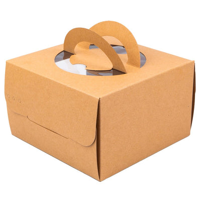 Cutie pătrată kraft cu fereastră și mâner decorativ (set 10 buc) - CraftUp
