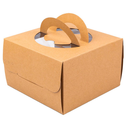 Cutie pătrată kraft cu fereastră și mâner decorativ (set 10 buc) - CraftUp