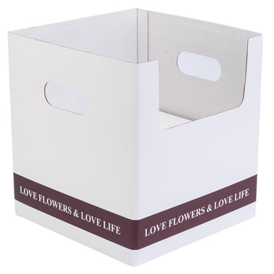 Cutie pătrată pentru ghiveci cu mâner – alb 24x24x26cm - CraftUp