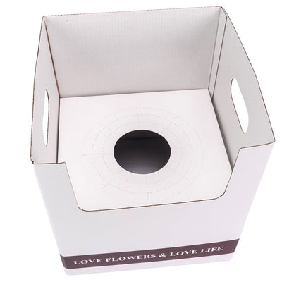 Cutie pătrată pentru ghiveci cu mâner – alb 24x24x26cm - CraftUp