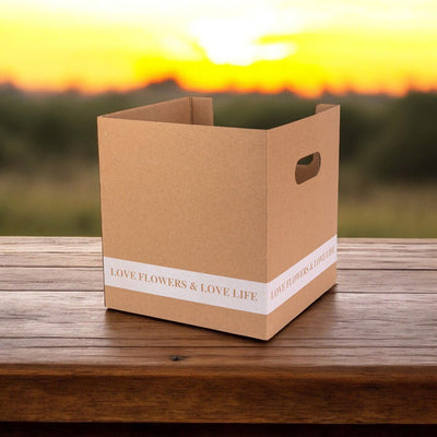 Cutie pătrată pentru ghiveci cu mâner - kraft 24x24x26cm - CraftUp