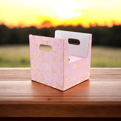 Cutie pătrată pentru ghiveci cu mâner - roz 24x24x26cm - CraftUp