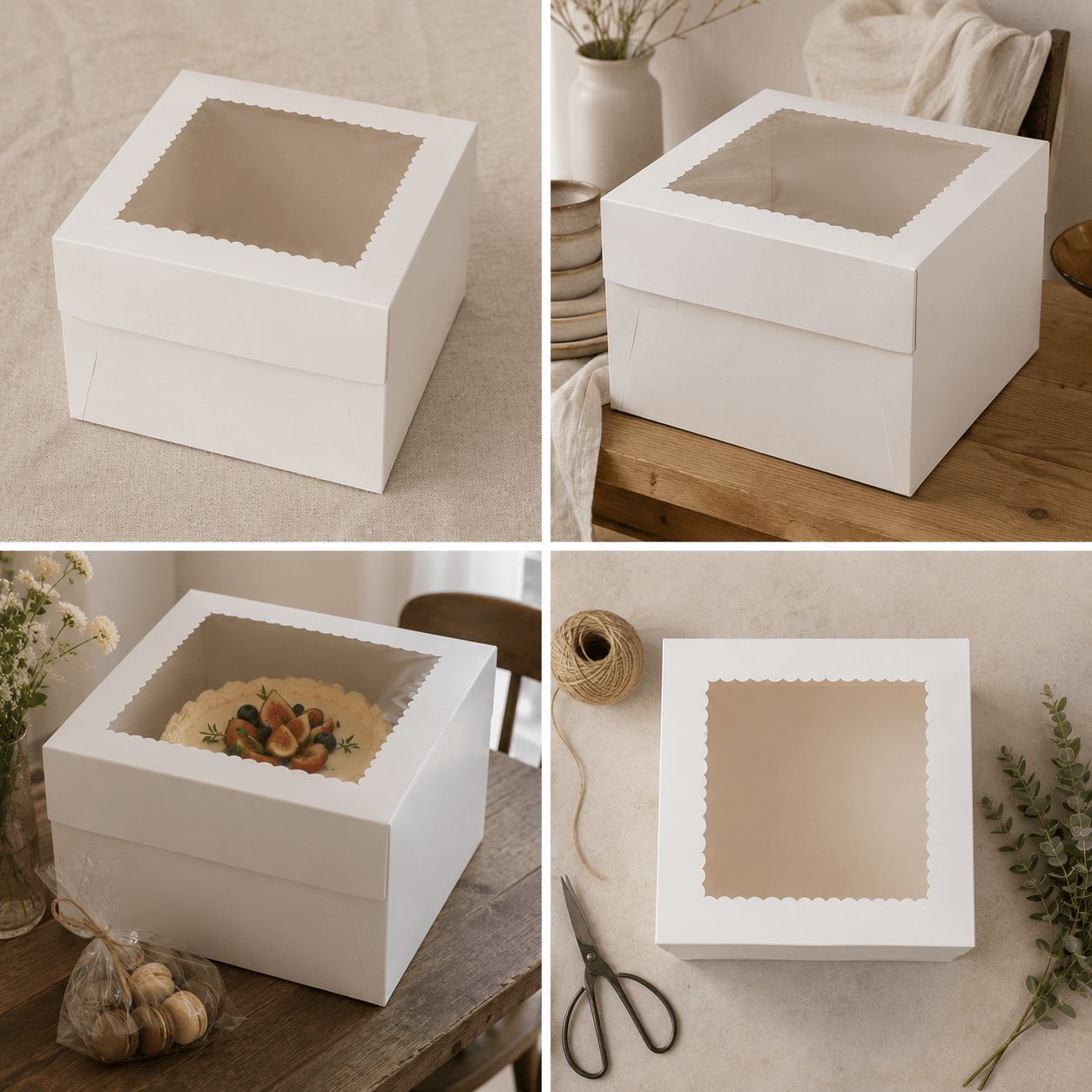 Cutie pătrată pentru tort cu fereastră (set 10 buc) - CraftUp