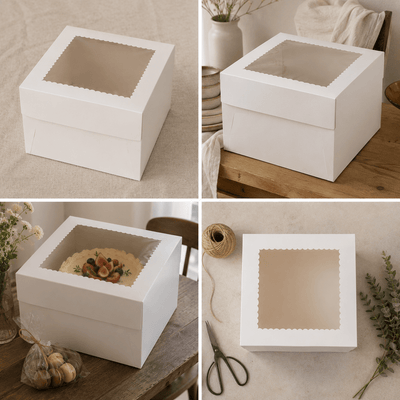 Cutie pătrată pentru tort cu fereastră (set 10 buc) - CraftUp