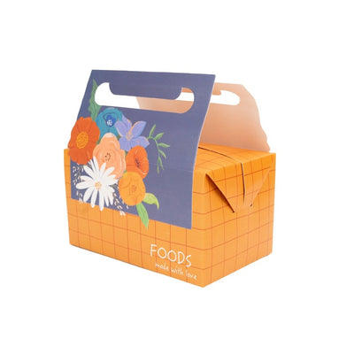 Cutie pentru prânz cu mâner model floral - portocaliu (set 25 buc) - CraftUp