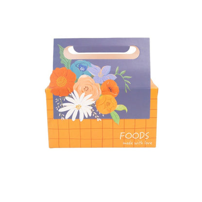 Cutie pentru prânz cu mâner model floral - portocaliu (set 25 buc) - CraftUp