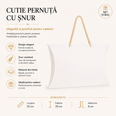 Cutie pernuță cu șnur - alb (set 10 buc) - CraftUp