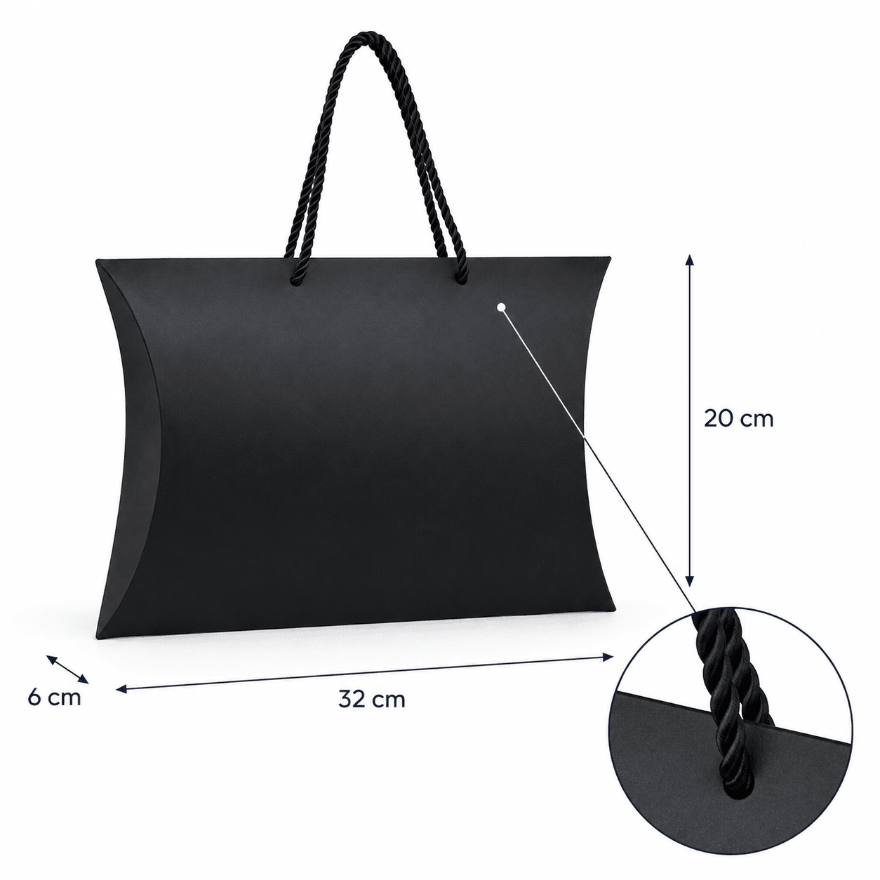 Cutie pernuță cu șnur - negru (set 10 buc) - CraftUp