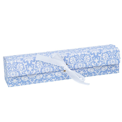 Cutie rigletă cu panglică albă - albastru (set 10 buc) - 19x4x3.8cm - CraftUp